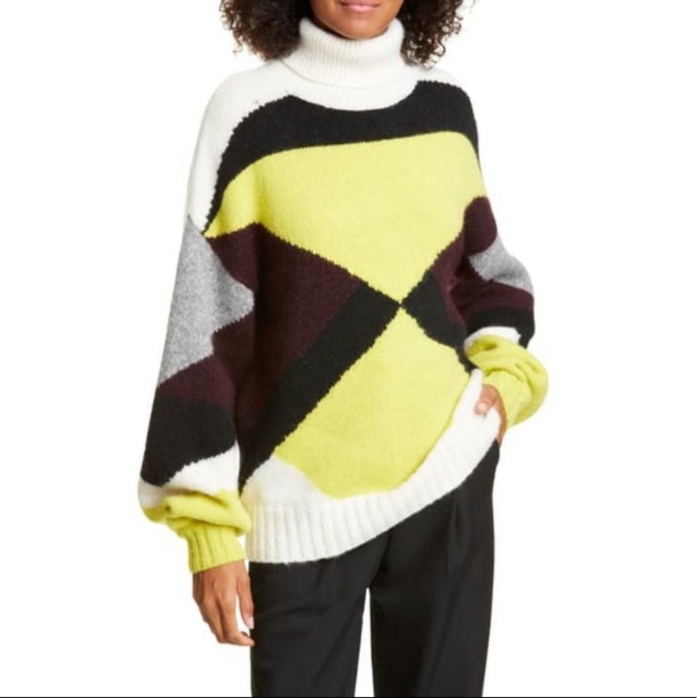 A.L.C. Angelou Geo Turtleneck Sweater Colorblock